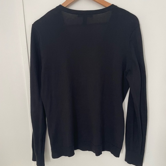 Lauren Ralph Lauren Classic Black Cardigan Size L Old money Quiet Luxury Cotton - Picture 6 of 8